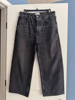 We The Free Black Cropped Wide-Leg Jeans